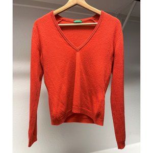 United Colors Of Benetton vintage 100% wool orange sweater Size XS